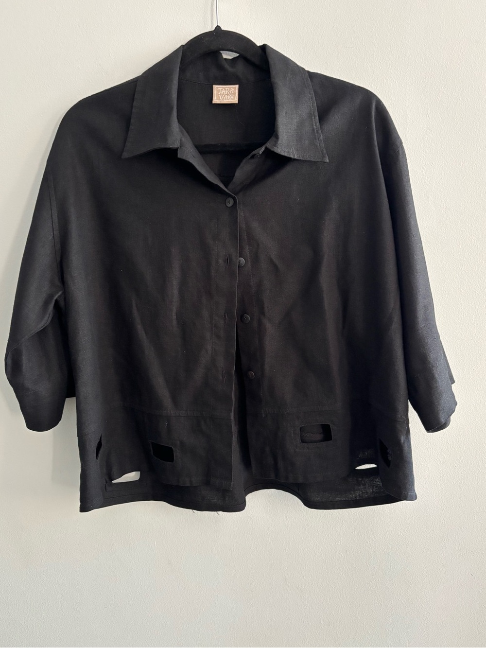 Tara Vao Black Lightweight Linen-Rayon Button Shirt Size Medium Women’s Classic - Picture 10 of 10